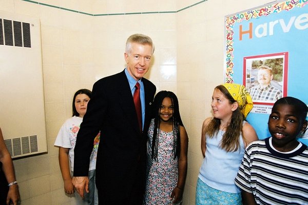 Governor Davis Joined by Students at a Southern California School Following An Event to Highlight Improving Academics.