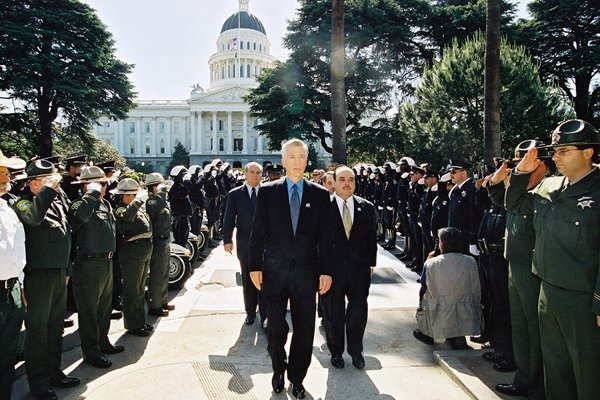 Governor Davis, Lieutenant Governor Cruz Bustamante, and Attorney General Bill Lockyer Attending the California Peace Officers Memorial Event in Sacramento.