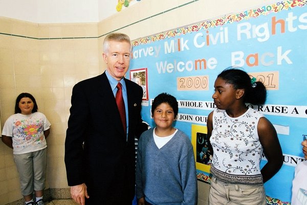 Governor Davis Joined by Students at a Southern California School Following An Event to Highlight Improving Academics.