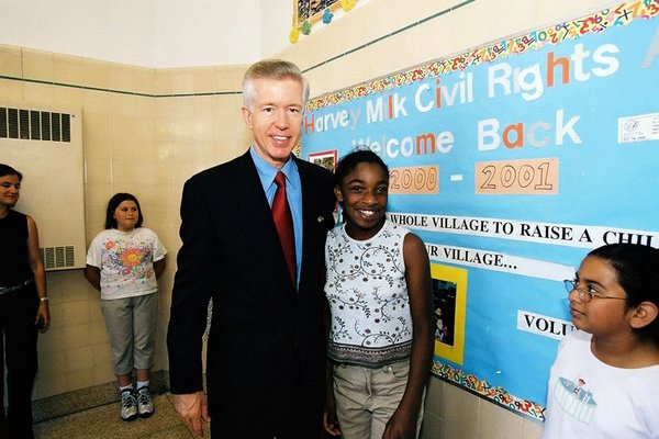 Governor Davis Joined by Students at a Southern California School Following An Event to Highlight Improving Academics.
