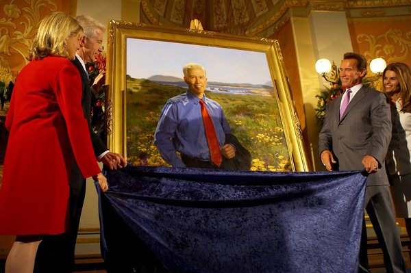 Governor and First Lady Sharon Davis and Governor Schwarzenegger Unveiling Governor Davis' Official Portrait.