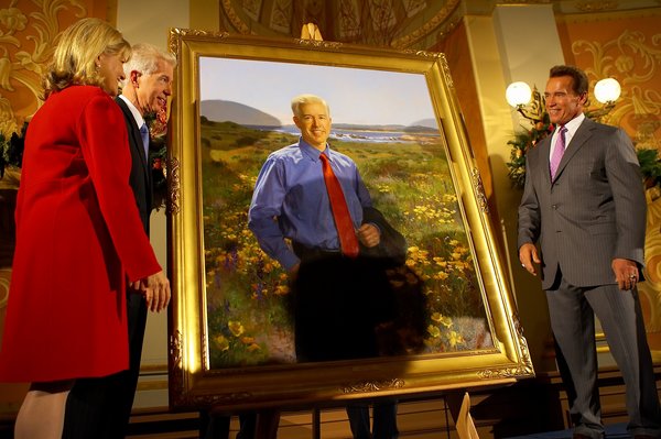 Governor and First Lady Sharon Davis and Governor Schwarzenegger Unveiling Governor Davis' Official Portrait.