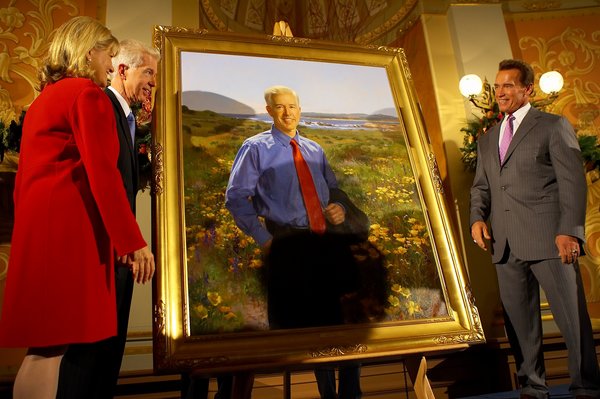 Governor and First Lady Sharon Davis and Governor Schwarzenegger Unveiling Governor Davis' Official Portrait.