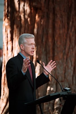 Governor Gray Davis Speaking at an Environmental Event In The Redwoods.