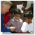 Governor Davis with kids at a Southern California Earth Day Event.