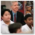Governor Gray Davis Attending A School Day With Kids.